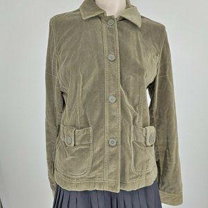 loft velvet jacket size 10 taupe brown button front large pockets collared